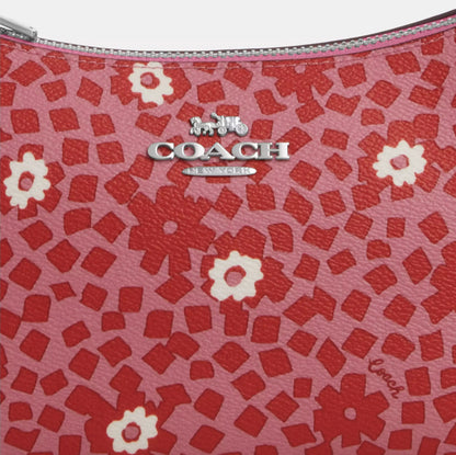 NWT Coach Teri Shoulder Bag With Floral Print In Silver/Pink Multi