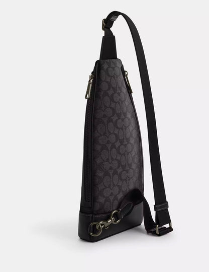 NWT Coach Dominic Sling Pack In Signature Canvas & Smooth Leather