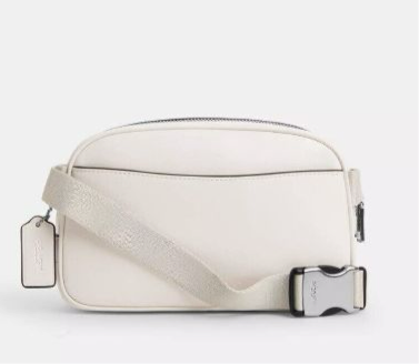 Coach Leather Pace Belt Bag Fanny Pack Sling bag-Unisex-In Silver/Chalk