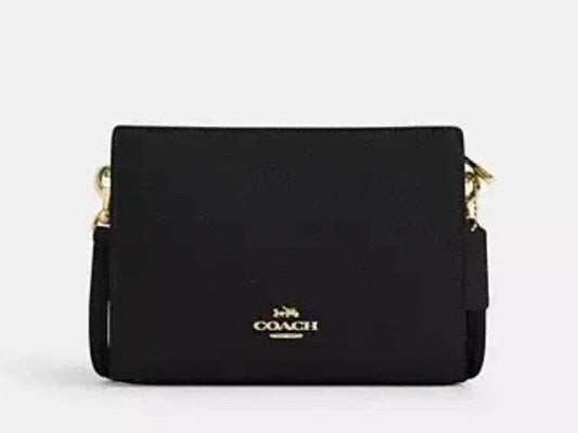 NWT Coach Slim Crossbody Leather Bag In Gold/ Black
