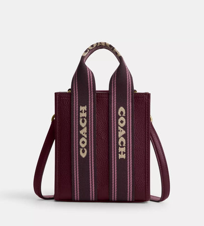 NWT Coach Smith Mini Leather Tote In Dark Wine