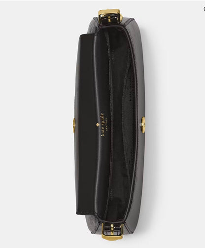 NWT Kate Spade Bridget Crinkle Patent Small Flap Shoulder Bag Black