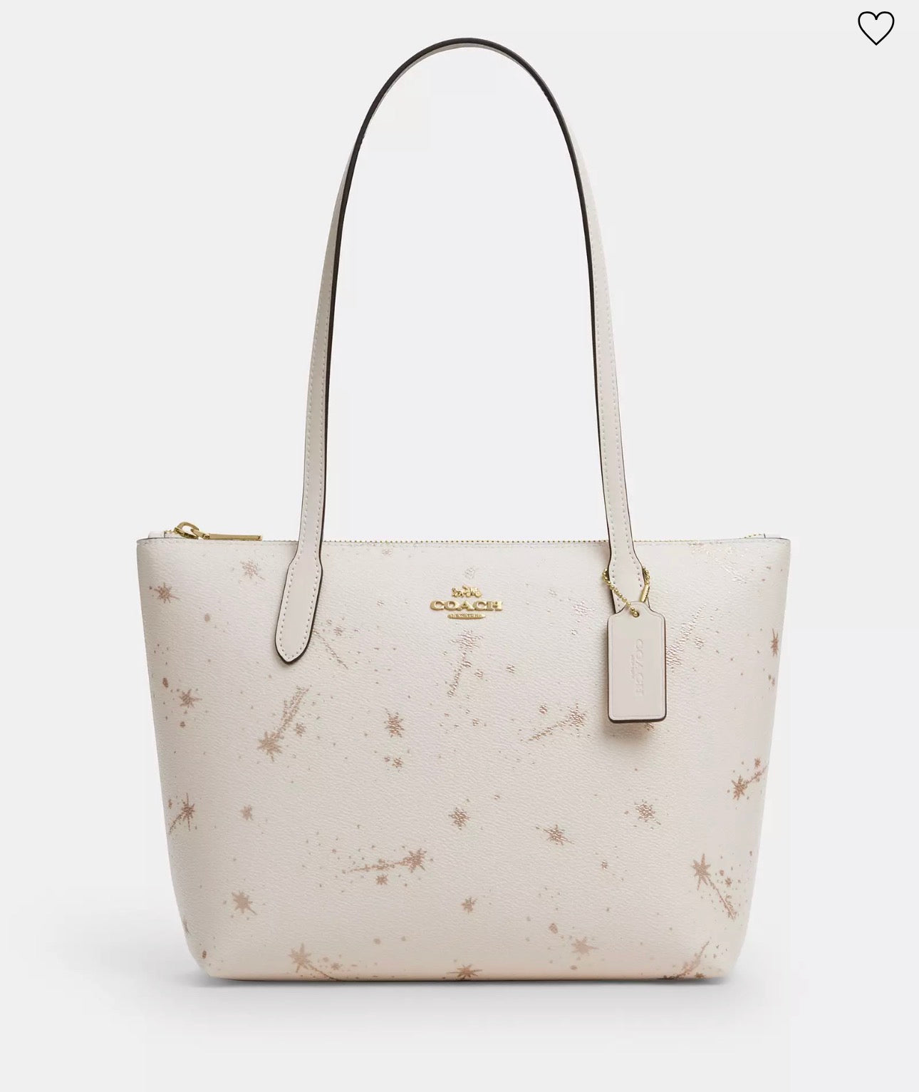 NWT Coach Fiona Zip Tote Bag with Star Print In Gold Chalk Multi