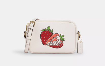 NWT Coach Leather Jamie Camera Medium Crossbody bag With Strawberry Graphic