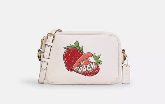 NWT Coach Leather Jamie Camera Medium Crossbody bag With Strawberry Graphic
