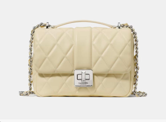 NWT Kate Spade Carey Quilted Leather Small Flap Crossbody Bag Lemon Fondant
