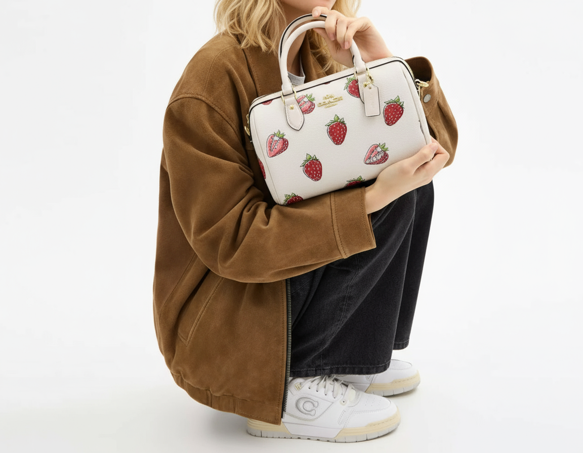 NWT Coach Rowan Satchel Bag with Strawberry Print