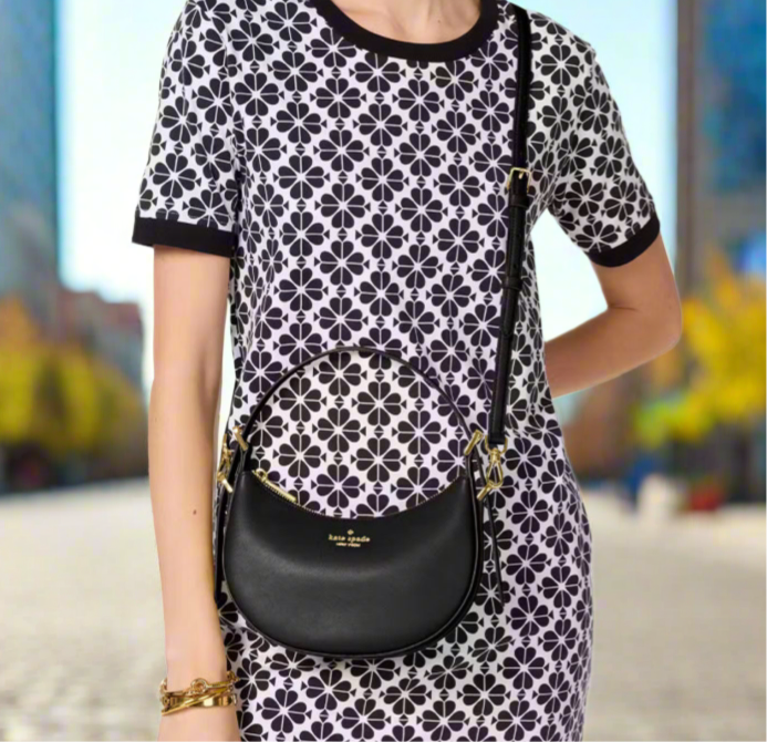 NWT Kate Spade Leather Madison Crescent Shoulder Bag In Black