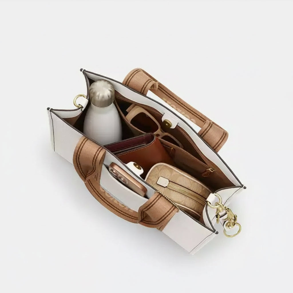 NWT Coach Smith Tote Leather Bag In Gold/Chalk