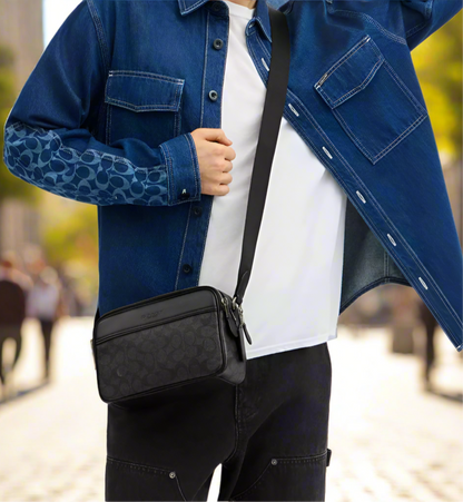 NWT Coach Men’s Graham Crossbody Bag In Signature Canvas & Leather