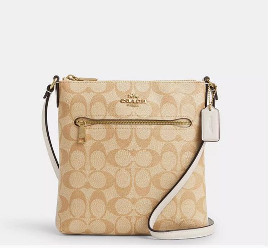 COACH Mini Rowan File Bag In Signature Canvas and Leather