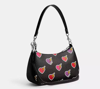 Coach Teri Shoulder Bag With Heart Bolt Print