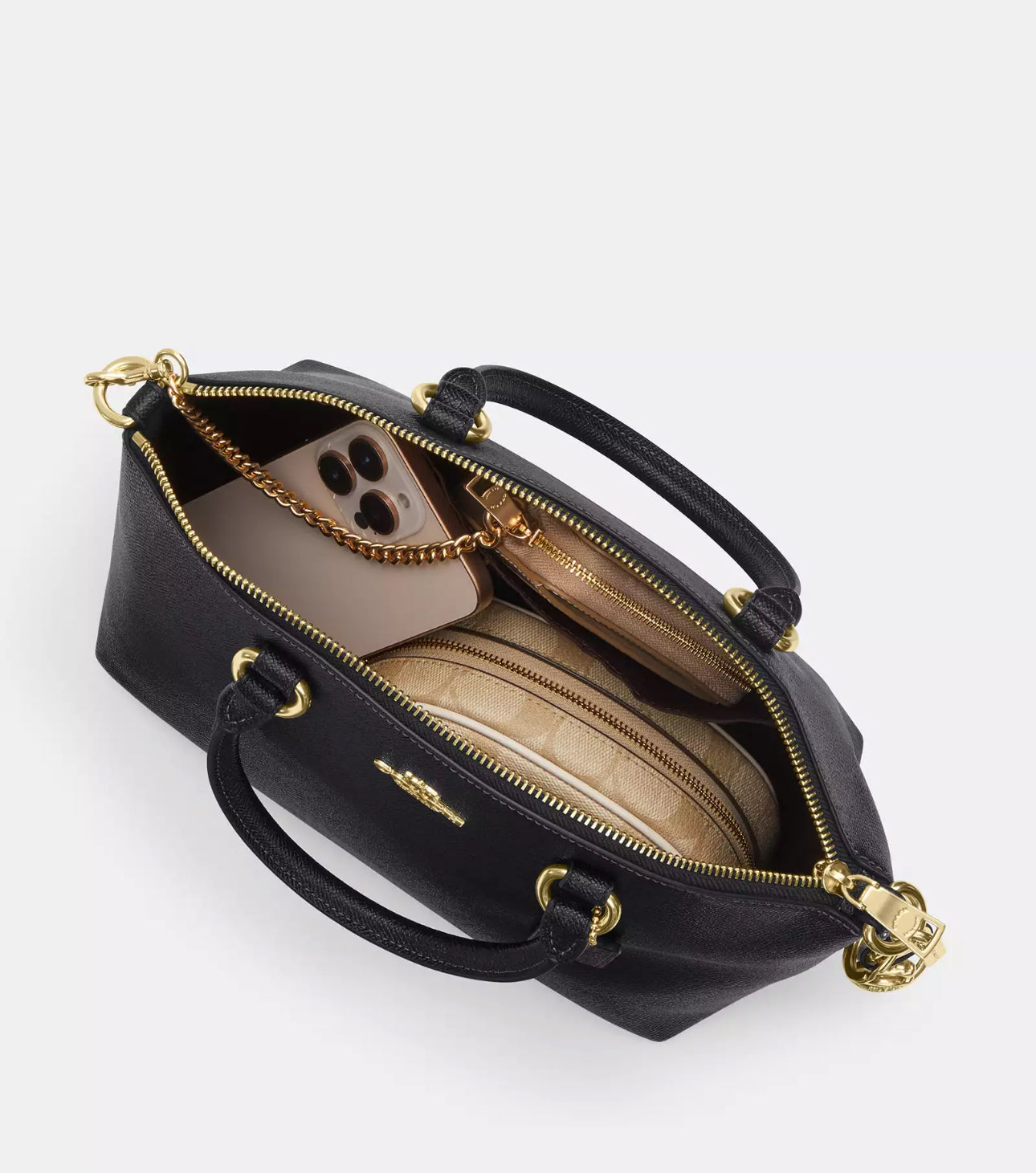 NWT Coach Leather Sadie Satchel Bag In Black