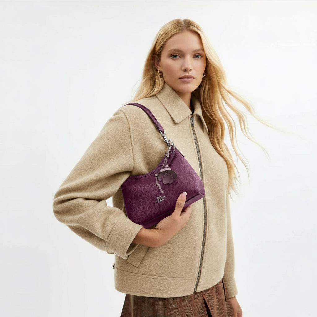 NWT Coach Leather Laurel Small Shoulder Bag With Flower Charm