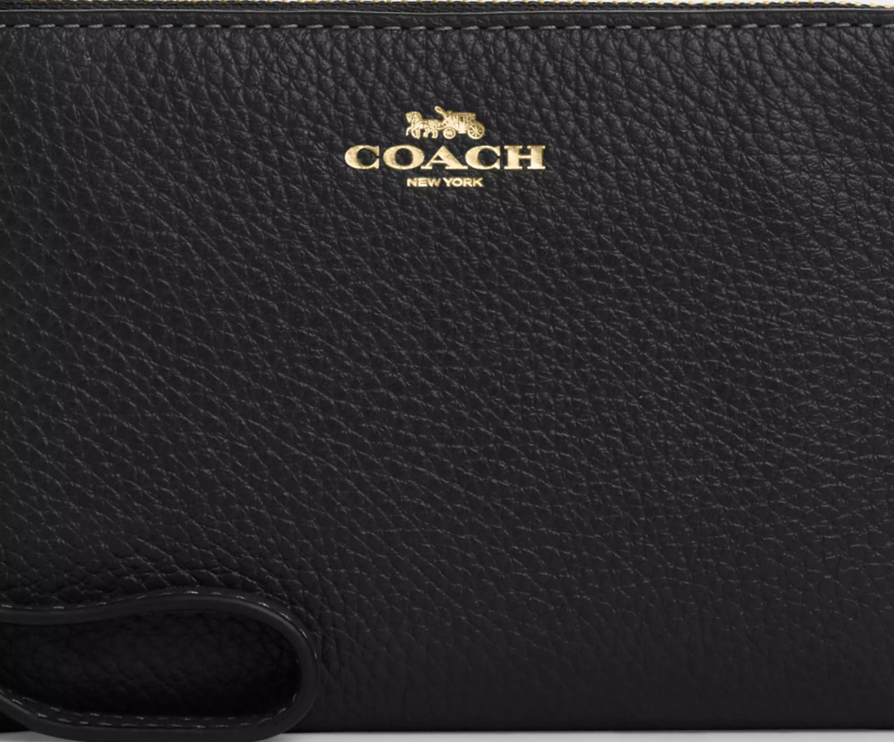 NWT Coach Leather Corner Zip Wristlet Wallet Gold/Black