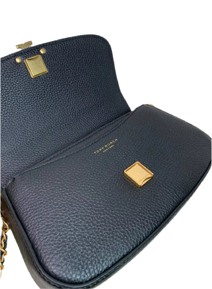 Tory Burch Britten Convertible Crossbody Leather Handbag Black