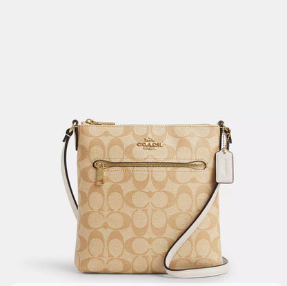 COACH Mini Rowan File Bag In Signature Canvas and Leather