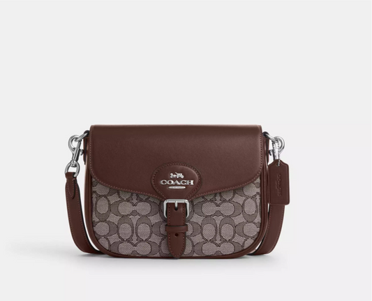 NWT Coach Amelia Saddle Bag CU998 In Signature Jacquard & Leather