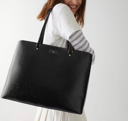 NWT Kate Spade Bridget Crinkle Patent Large Tote In Black