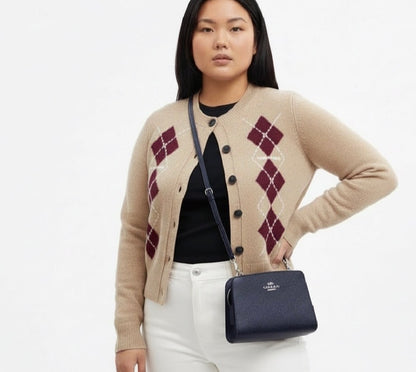 NWT Coach Gia Crossbody Bag In Signature Canvas In Metallic Navy