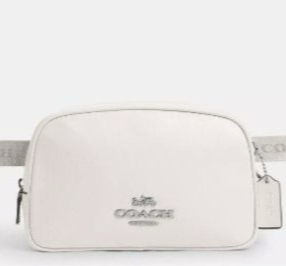 Coach Leather Pace Belt Bag Fanny Pack Sling bag-Unisex-In Silver/Chalk