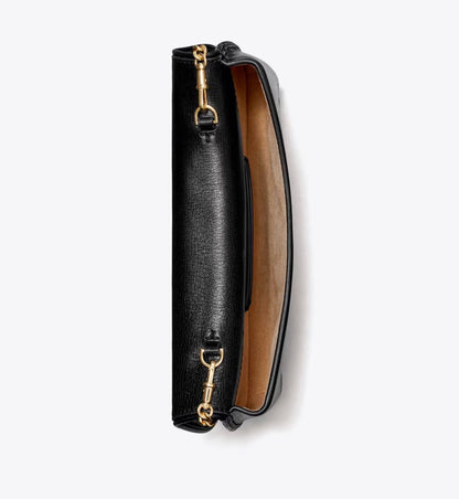 NWT Tory Burch Reva Leather Clutch In Black