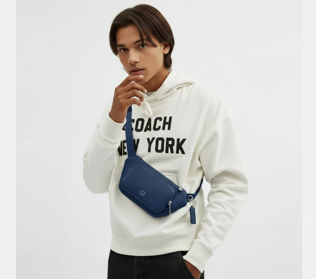 NWT Coach Leather Belt Bag Sling Bag Fanny Pack With Signature Canvas Interior Detail