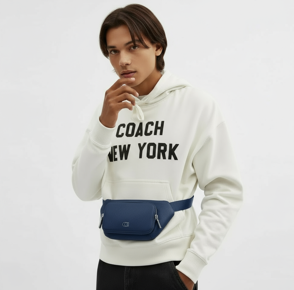 NWT Coach Leather Belt Bag Sling Bag Fanny Pack With Signature Canvas Interior Detail