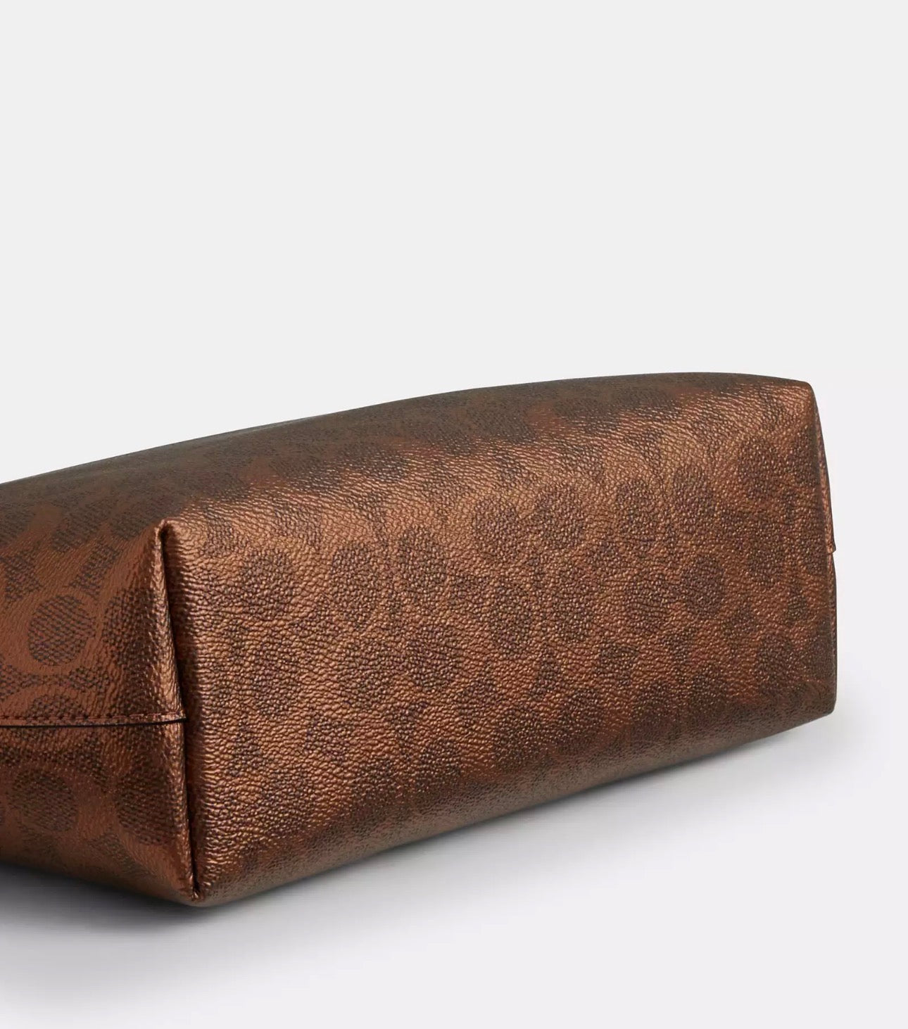 NWT Coach Fiona Zip Tote In Pearlized Signature Canvas & Metallic Smooth Leather