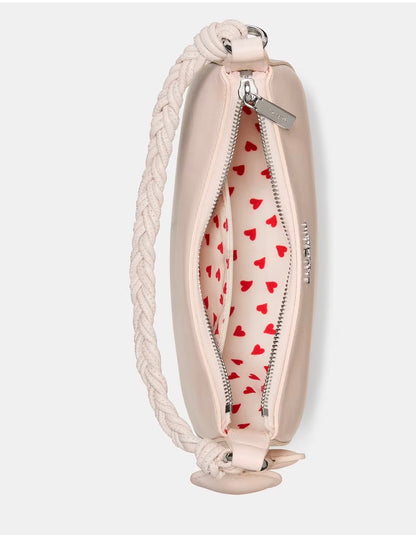 NWT Kate Spade Nova Braided Crescent Leather Shoulder Bag With Heart Charms