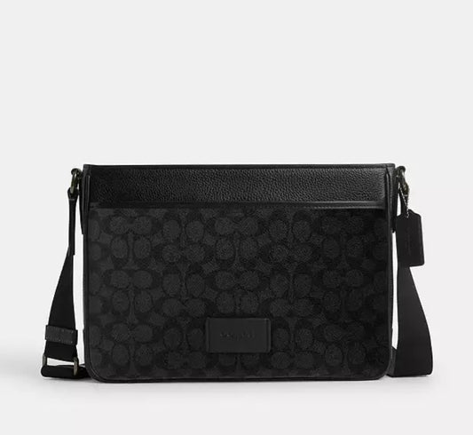 NWT Coach Men’s District Crossbody Bag In Signature Canvas & Leather