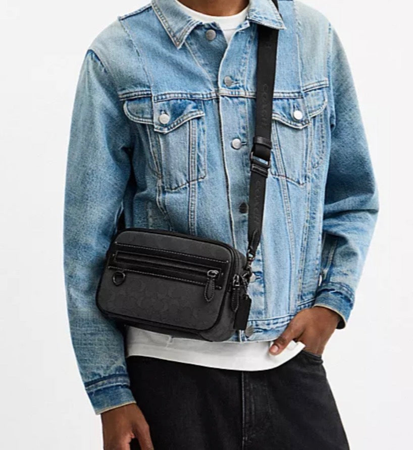 NWT Coach Camera Bag In Signature Jacquard In Black