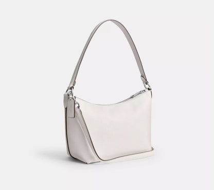 Coach Zip Top Shoulder Bag In Crossgrain Leather Silver/ Chalk