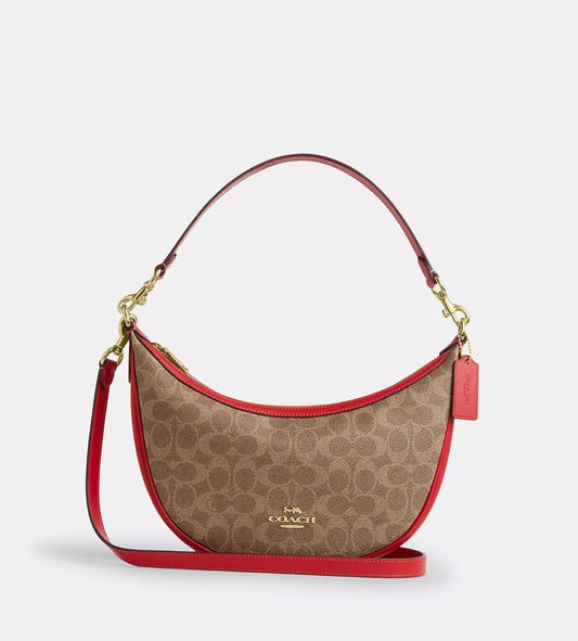 NWT Coach Aria Shoulder/Crossbody Bag Signature Canvas & Leather