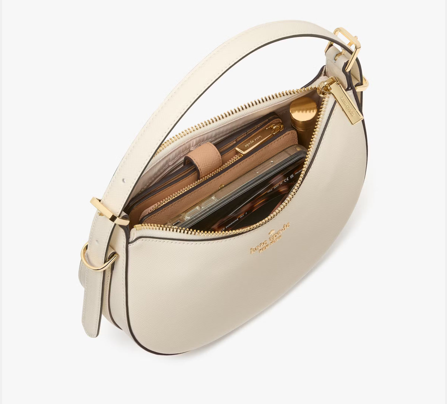 NWT Kate Spade Leather Madison Crescent Shoulder Bag In Meringue