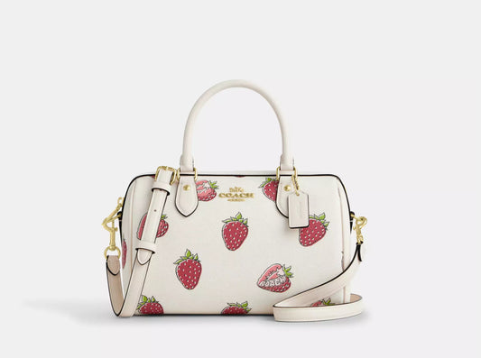 NWT Coach Rowan Satchel Bag with Strawberry Print