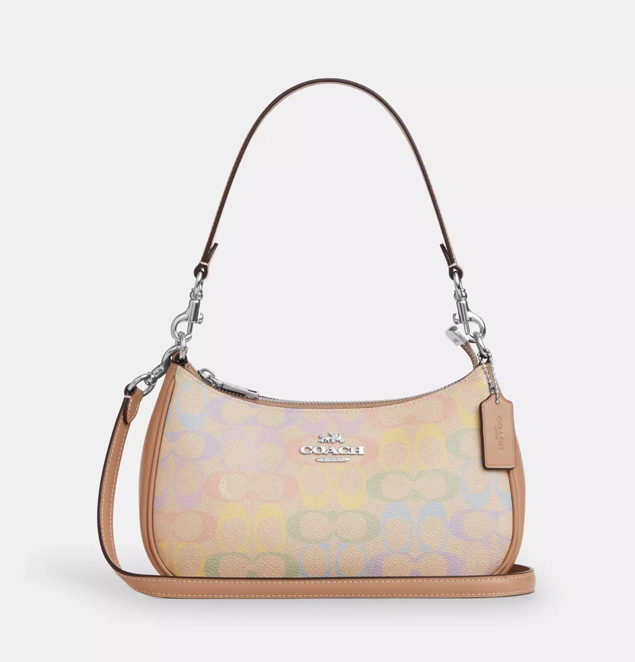 NWT Coach Teri Shoulder Bag In Rainbow Signature Canvas