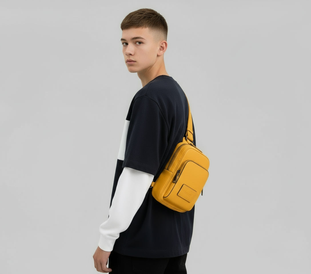 NWT Coach Men’s Racer Sling Pack In Smooth Calf Leather