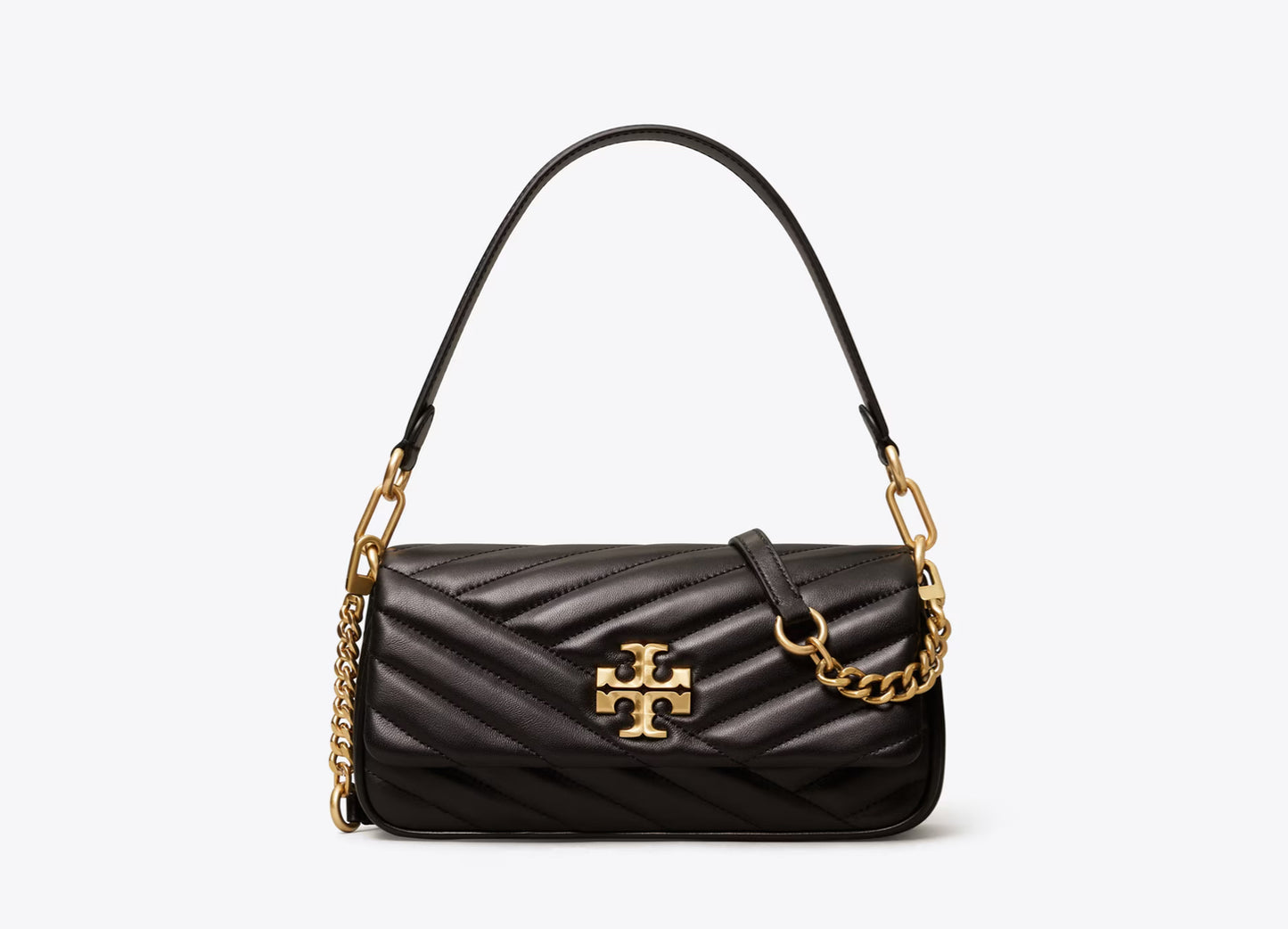 Tory Burch Kira Chevron Small Flap Leather Shoulder Bag Black