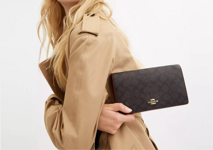NWT Coach Anna Foldover Clutch Crossbody Bag In Signature Canvas
