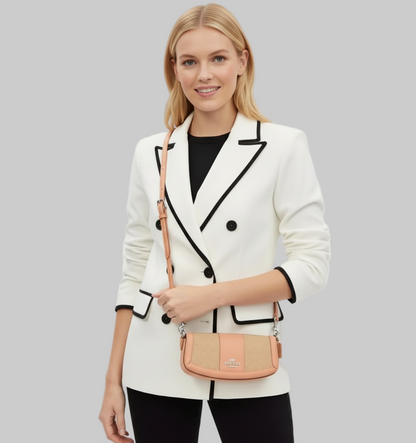 NWT Coach Andrea Small Shoulder/ Crossbody Bag Signature Jacquard & Leather