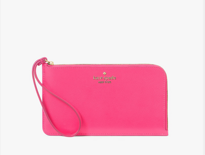 NWT Kate Spade Lucy Wild Pink Leather Medium L-Zip Wristlet KE575 NWT Kate Spade Lucy Wild Pink Leather Medium L-Zip Wristlet KE575