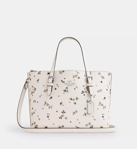 NWT Coach Leather Mollie Tote Bag 25 With Star Print