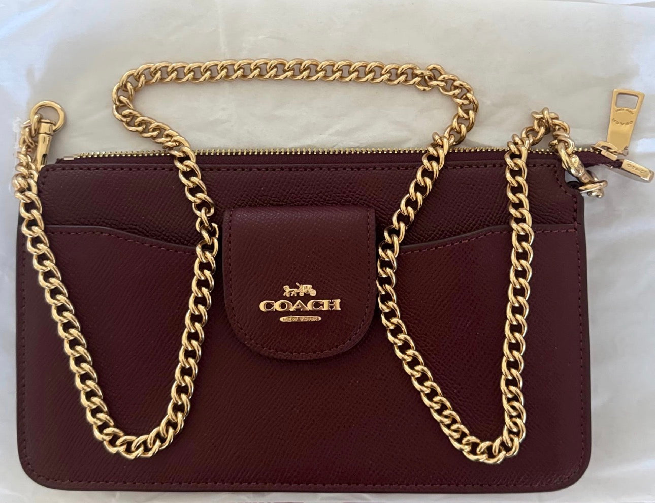 NWT Coach Poppy Crossbody Leather Bag In Dark Wine