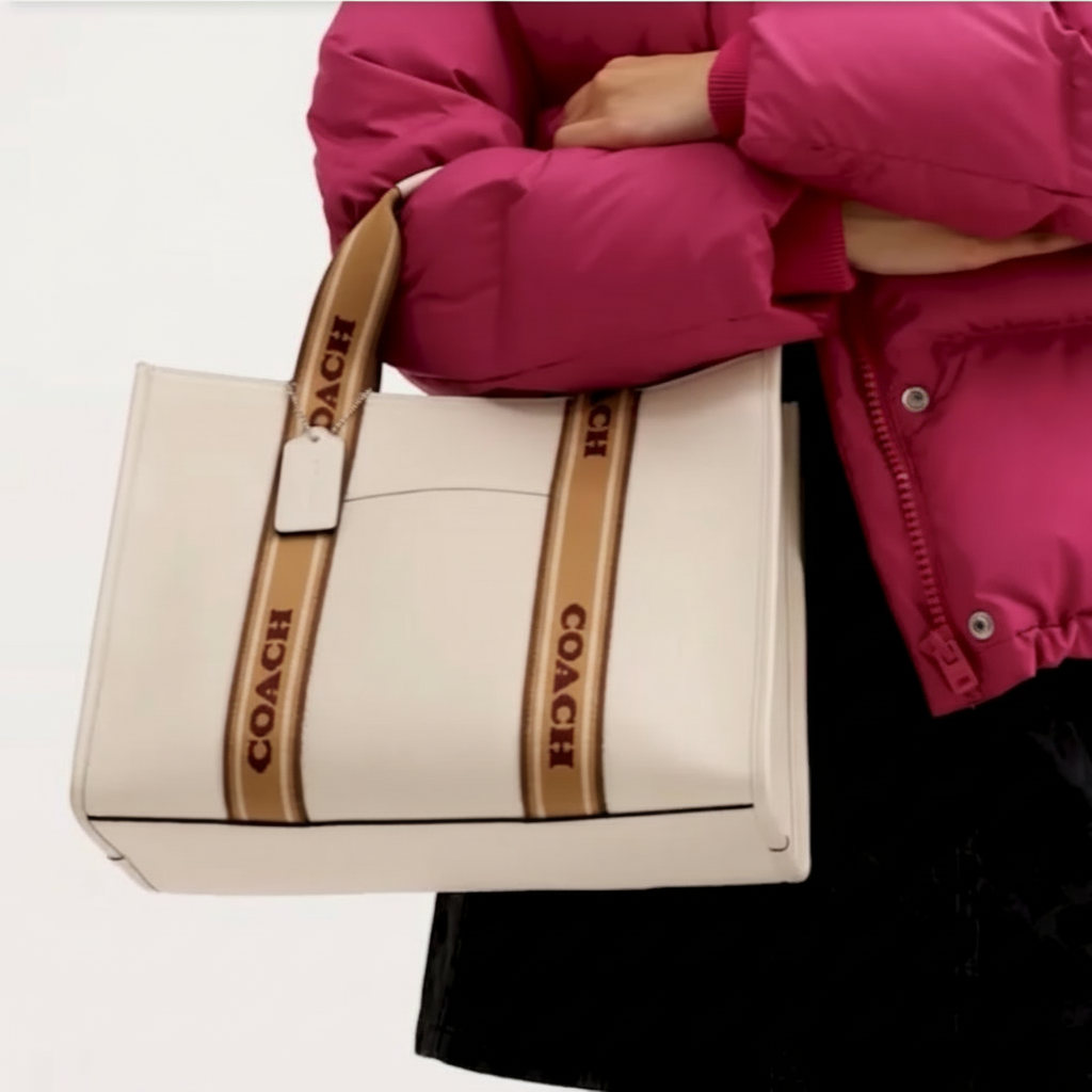 NWT Coach Smith Tote Leather Bag In Gold/Chalk