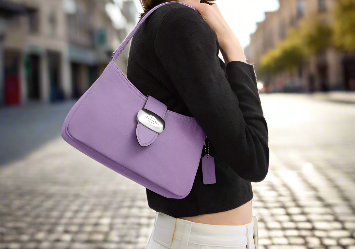NWT Coach Eliza Shoulder Bag In Denim & Smooth Leather In Iris