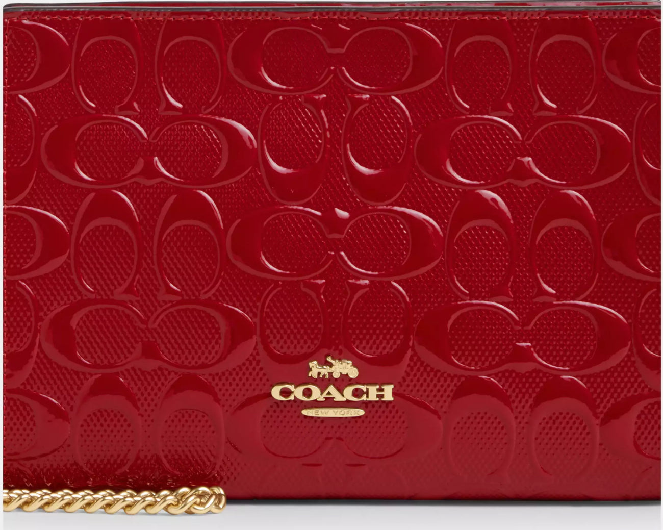 Coach Slim Crossbody Bag Signature Patent Leather RED