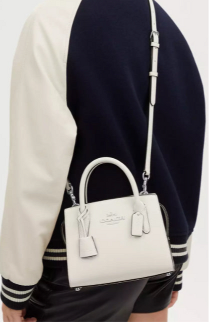 NWT Coach Medium Andrea Carryall Crossbody Leather Bag In Chalk