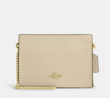 Coach Slim Crossbody In Ivory Croc-embossed & Smooth Leather