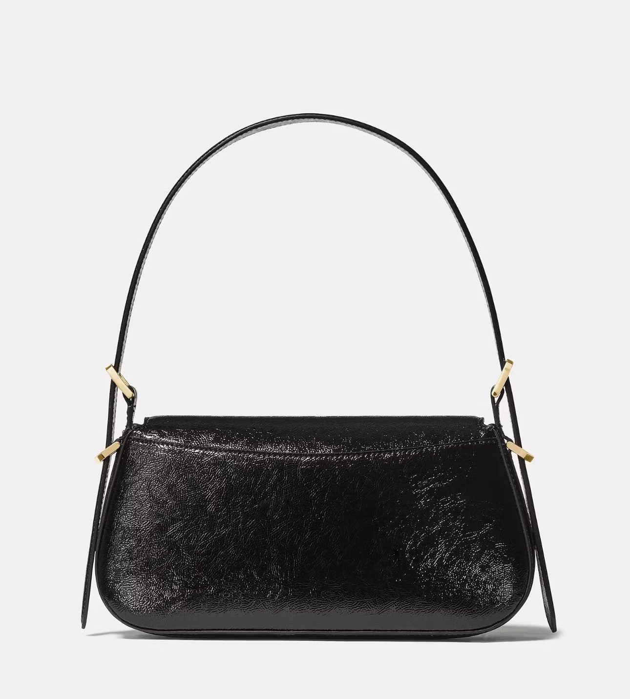 NWT Kate Spade Bridget Crinkle Patent Small Flap Shoulder Bag Black